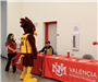NNO Belen Mascot having a discussion with UNM-VC